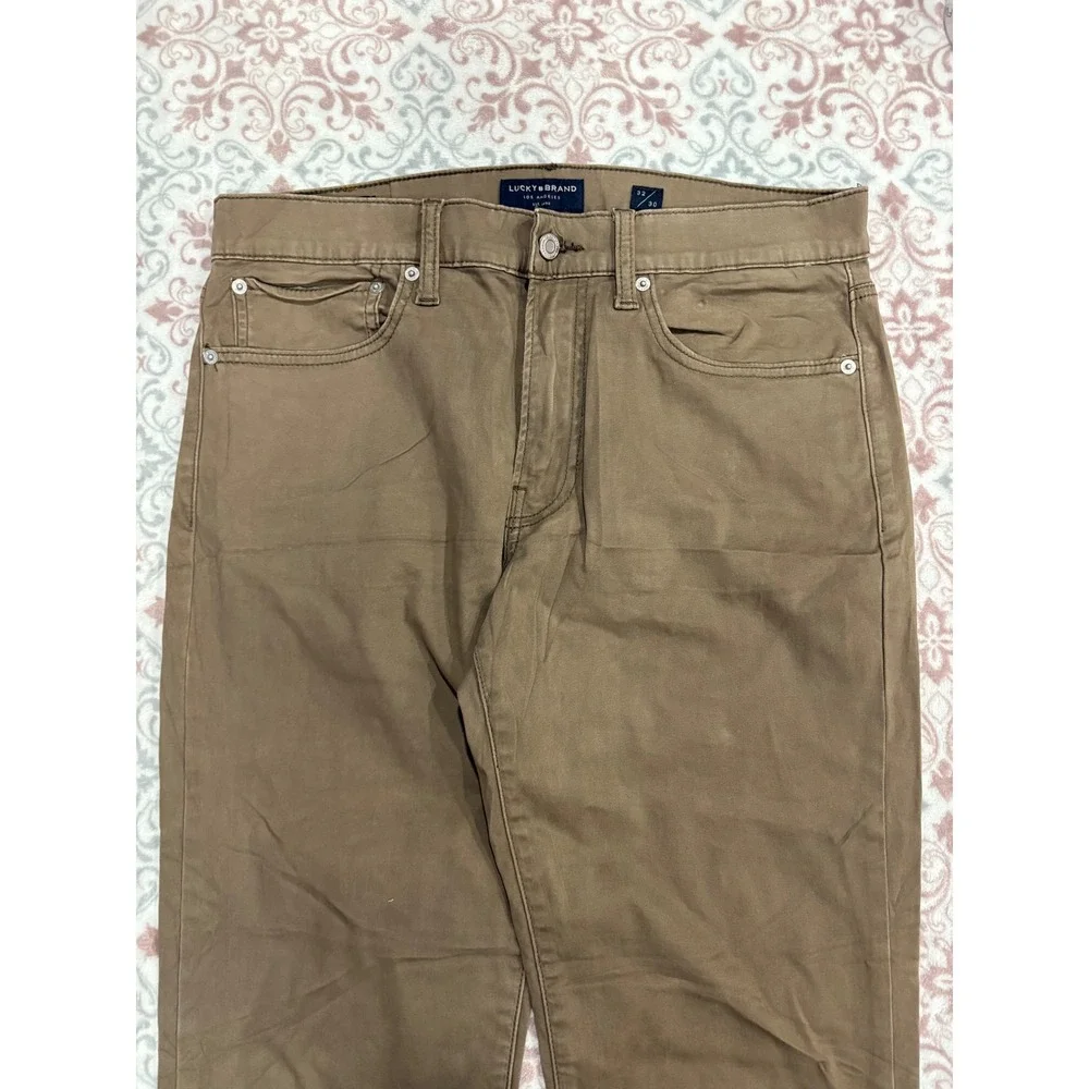 Lucky Brand 121 Slim Straight Brown Pants Mens 32x30 Cotton Stretch Chino - Picture 3 of 16